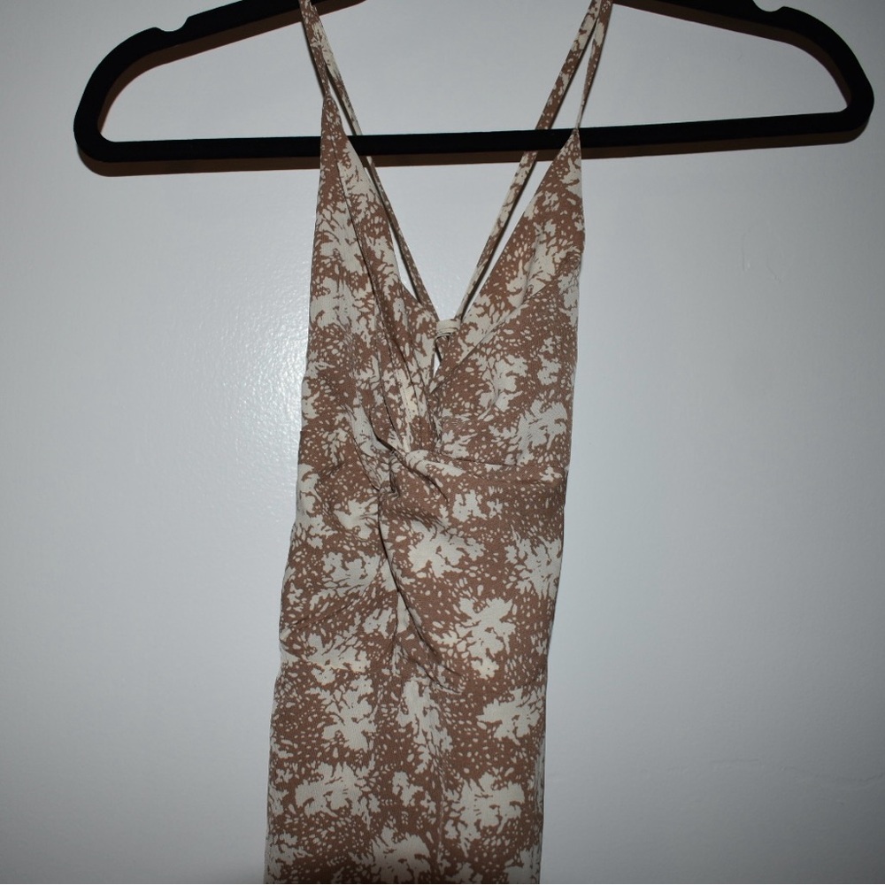 Lulu's Brown and Cream Maxi Dress